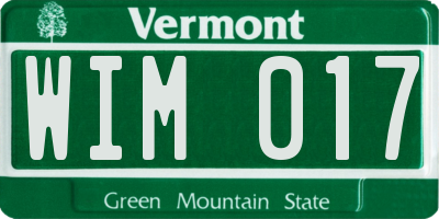 VT license plate WIM017