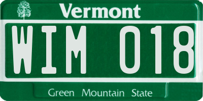 VT license plate WIM018