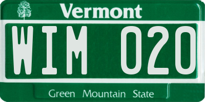 VT license plate WIM020