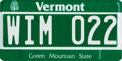 VT license plate WIM022