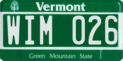 VT license plate WIM026