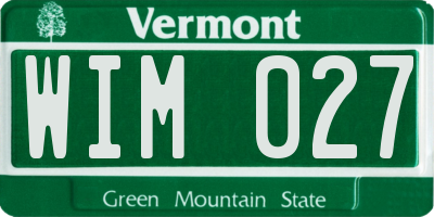 VT license plate WIM027