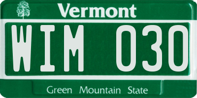 VT license plate WIM030