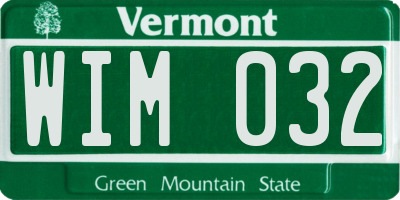 VT license plate WIM032