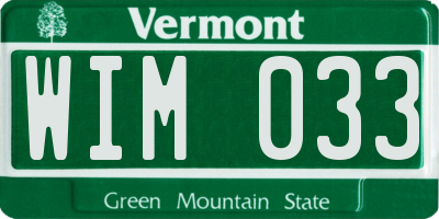 VT license plate WIM033