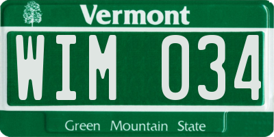 VT license plate WIM034