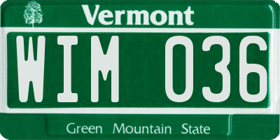 VT license plate WIM036