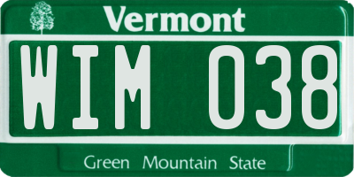 VT license plate WIM038
