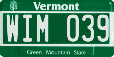 VT license plate WIM039