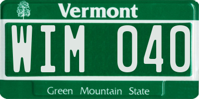 VT license plate WIM040