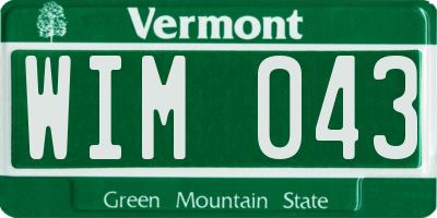 VT license plate WIM043