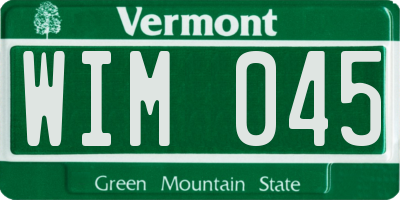 VT license plate WIM045