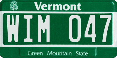 VT license plate WIM047