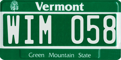 VT license plate WIM058