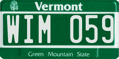 VT license plate WIM059