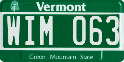 VT license plate WIM063