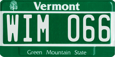 VT license plate WIM066