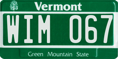 VT license plate WIM067