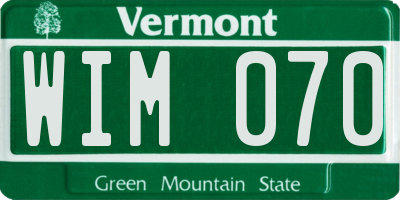 VT license plate WIM070