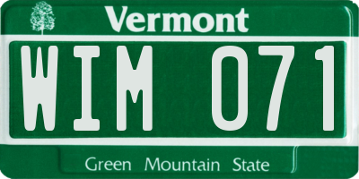 VT license plate WIM071