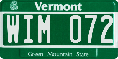VT license plate WIM072