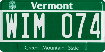 VT license plate WIM074