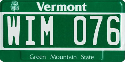 VT license plate WIM076