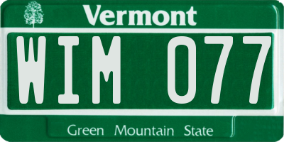 VT license plate WIM077