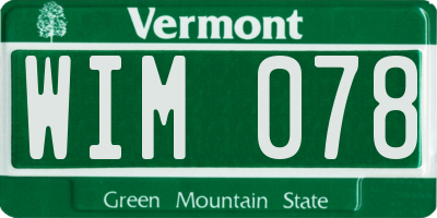 VT license plate WIM078