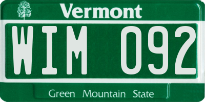 VT license plate WIM092