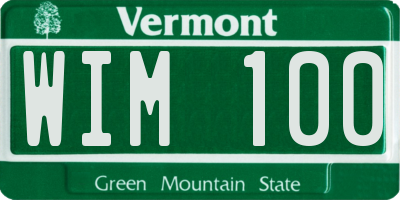 VT license plate WIM100