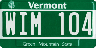 VT license plate WIM104