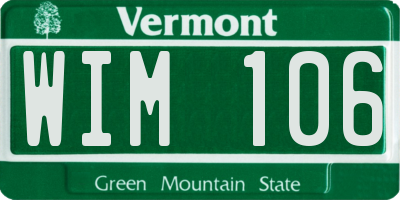 VT license plate WIM106