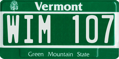 VT license plate WIM107