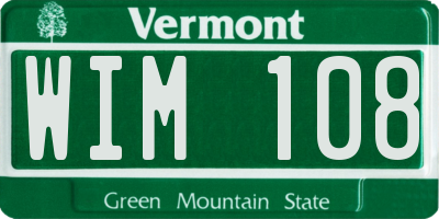 VT license plate WIM108
