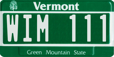 VT license plate WIM111