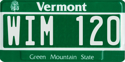 VT license plate WIM120