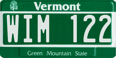 VT license plate WIM122