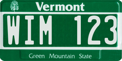 VT license plate WIM123