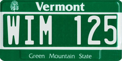 VT license plate WIM125