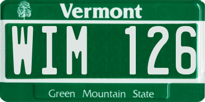 VT license plate WIM126