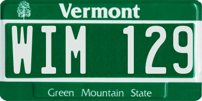 VT license plate WIM129