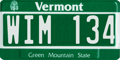 VT license plate WIM134