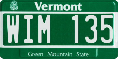 VT license plate WIM135