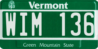 VT license plate WIM136