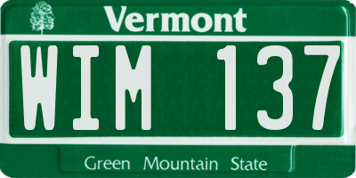 VT license plate WIM137