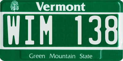 VT license plate WIM138