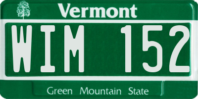 VT license plate WIM152