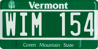 VT license plate WIM154