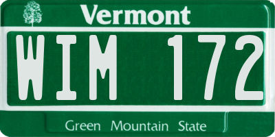 VT license plate WIM172